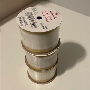 Hallmark fabric ribbon white w gold trim